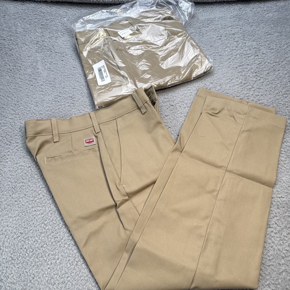 2 (TWO) Red Kap Dura-Kap Work Pants Mens 28 X 30 PT20KH9 Khaki Tan
